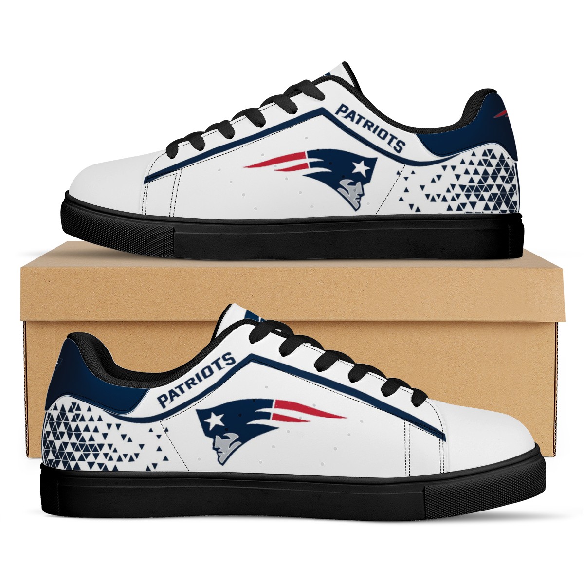Women's New England Patriots Low Top Leather Sneakers 002